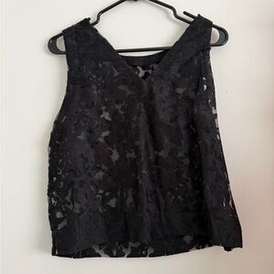Banana Republic Black Lace V-Neck Blouse